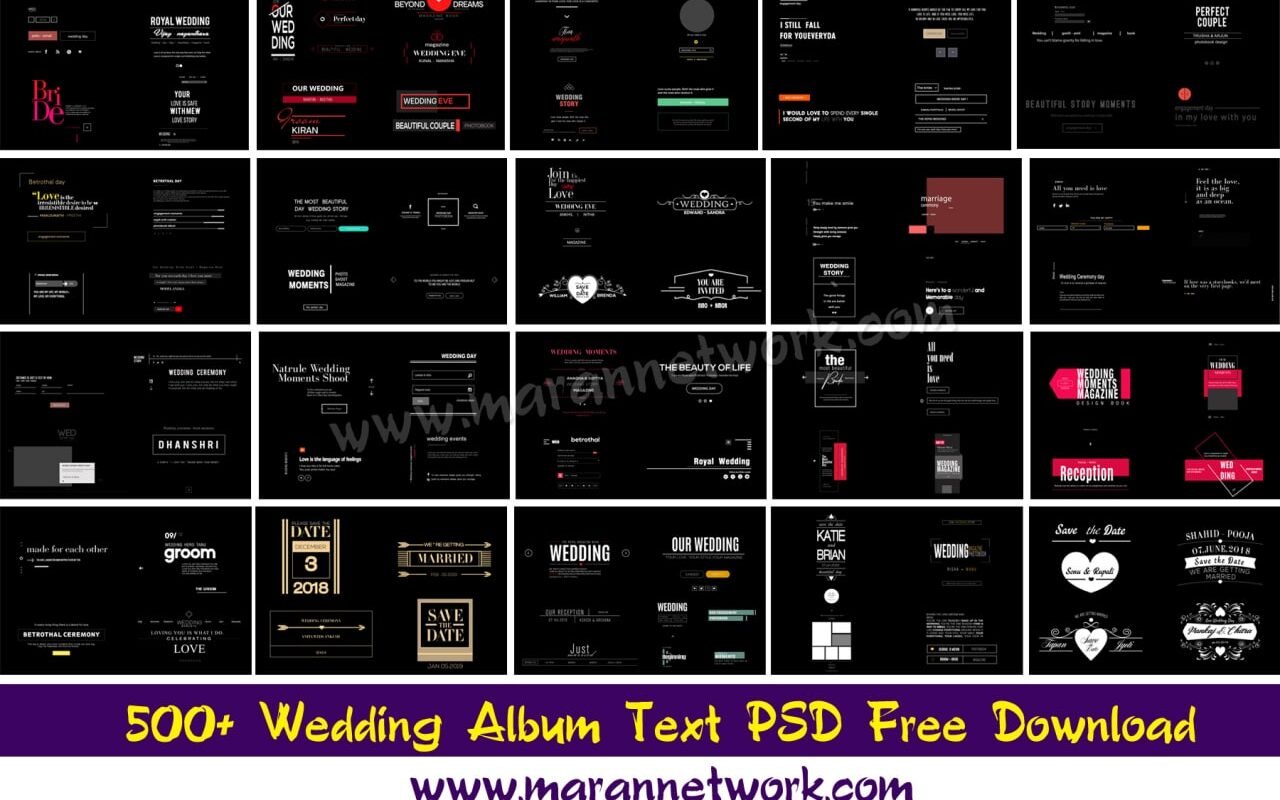 500+ Wedding Album Text PSD Free Download Maran Network