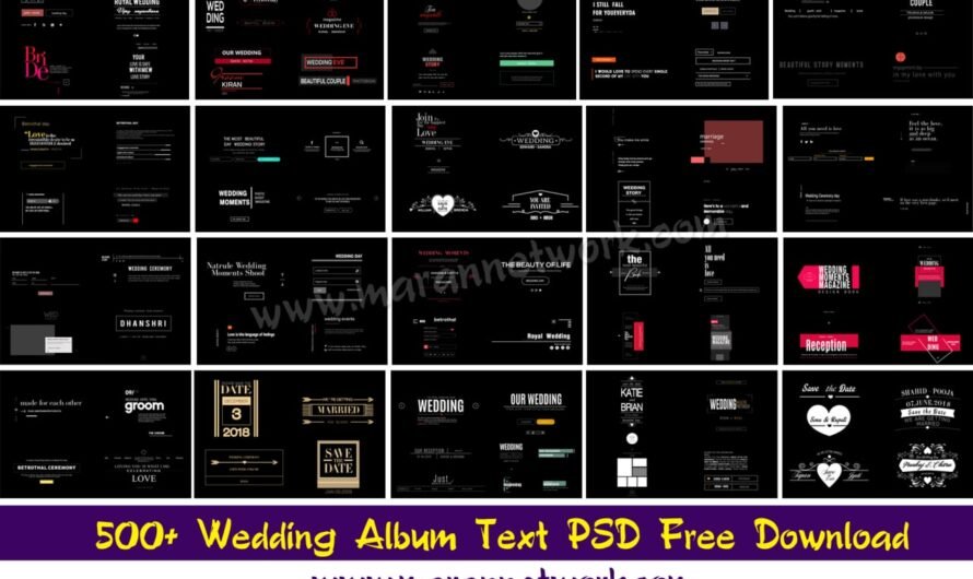 500+ Wedding Album Text PSD Free Download